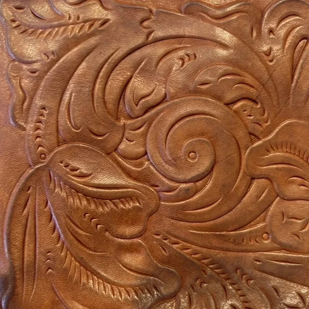 Patricia Nash Cassini Wristlet with tooled floral pattern in Florence Brown